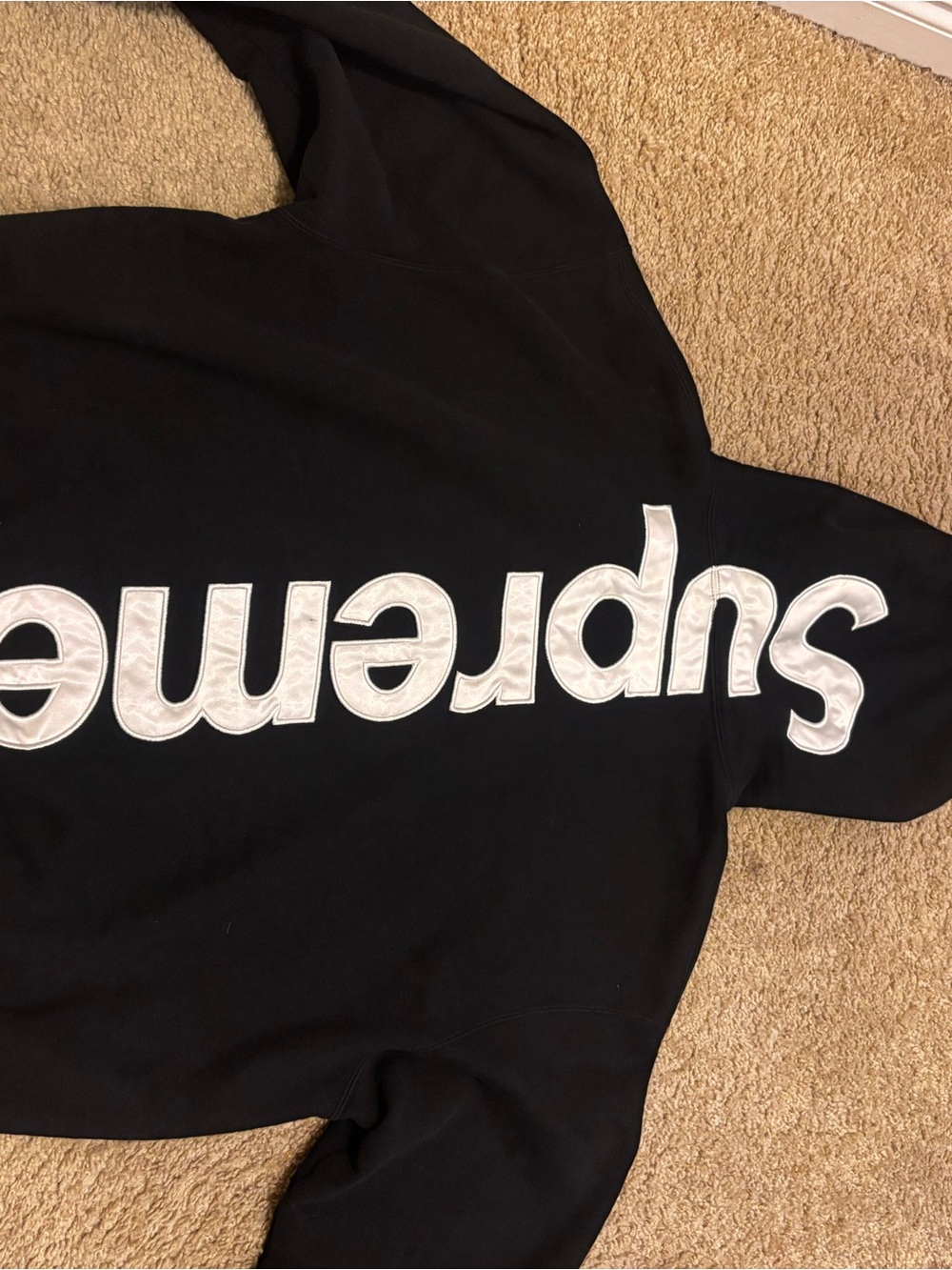 Supreme Black V-Neck Sweater with White Logo (purchased from the official drop )